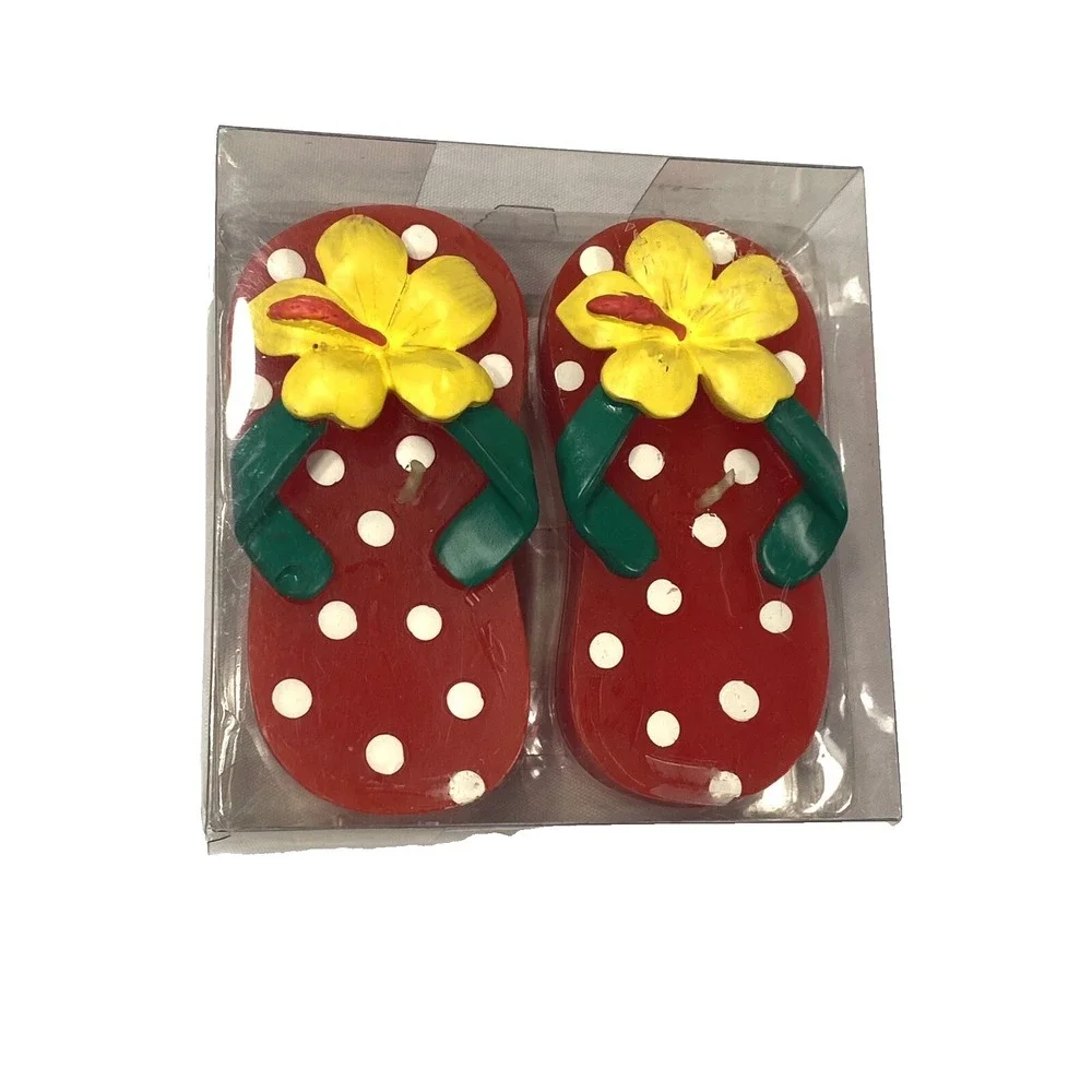 new LE gourment chef RED‎ FLIP FLOP FLOWER FLORAL CANDLES